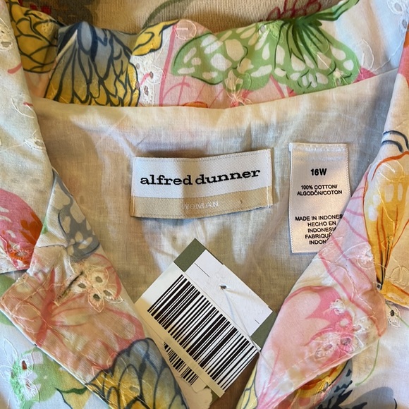 ALFRED DUNNER  Size 16W Butterfly Eyelet Embroidered Cotton Lightweight  $89 NEW - Picture 13 of 16